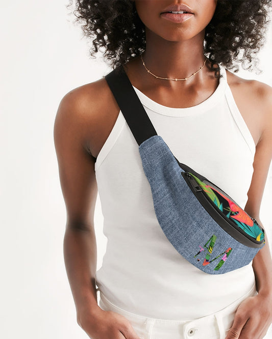 Feelin Tropical Chambray Crossbody Sling Bag