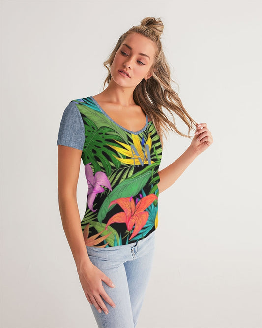 Feelin Tropical Chambray Women's V-Neck Tee