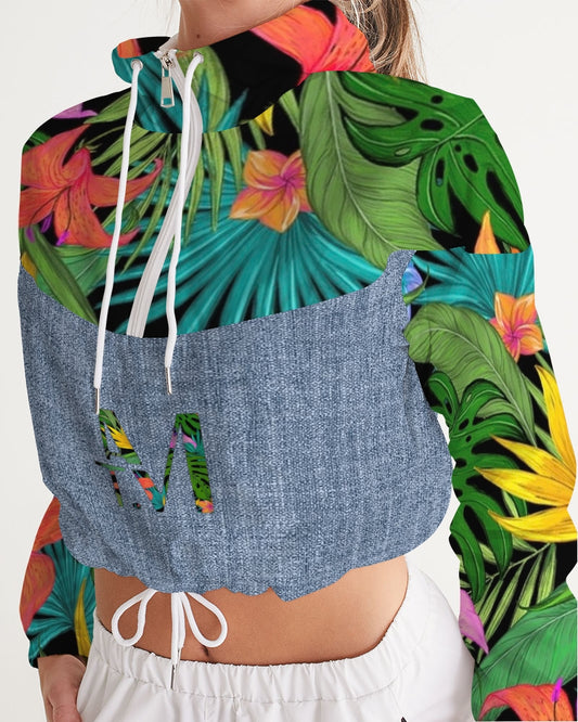 Feelin Tropical Chambray Women's Cropped Windbreaker
