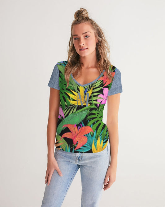 Feelin Tropical Chambray Women's V-Neck Tee