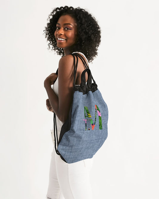 Feelin Tropical Chambray Canvas Drawstring Bag