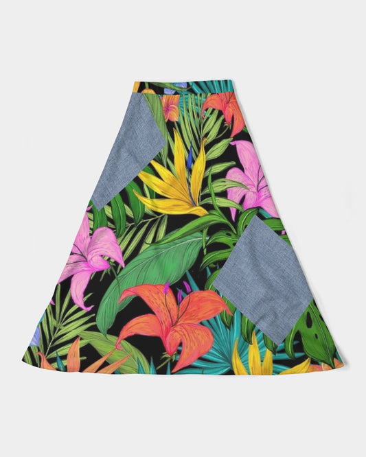 Feelin Tropical Chambray Women's A-Line Midi Skirt