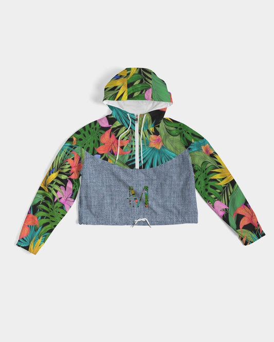 Feelin Tropical Chambray Women's Cropped Windbreaker