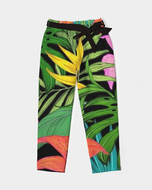 Tropical vibes Women's Belted Tapered Pants